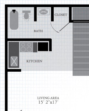 Coconut Inn studio with loft floor plan Coconut Inn studio with loft floor plan